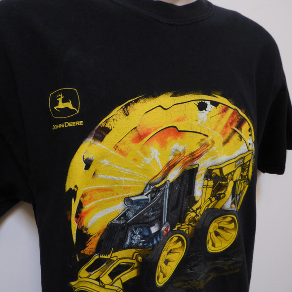 John DEER Semi/Tracktor Turbo Men's T Shirt Black - Picture 2 of 4